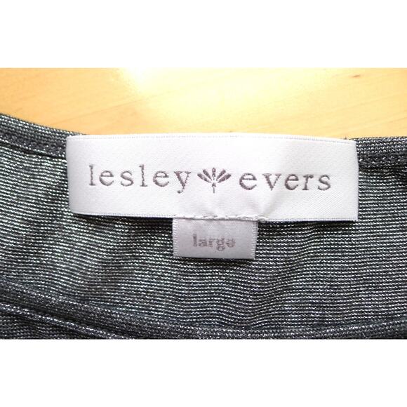 LESLEY EVERS Jo Sparkle Silver Metallic Slip Tank Dress Chemise Garmentory L NWT - Picture 4 of 7